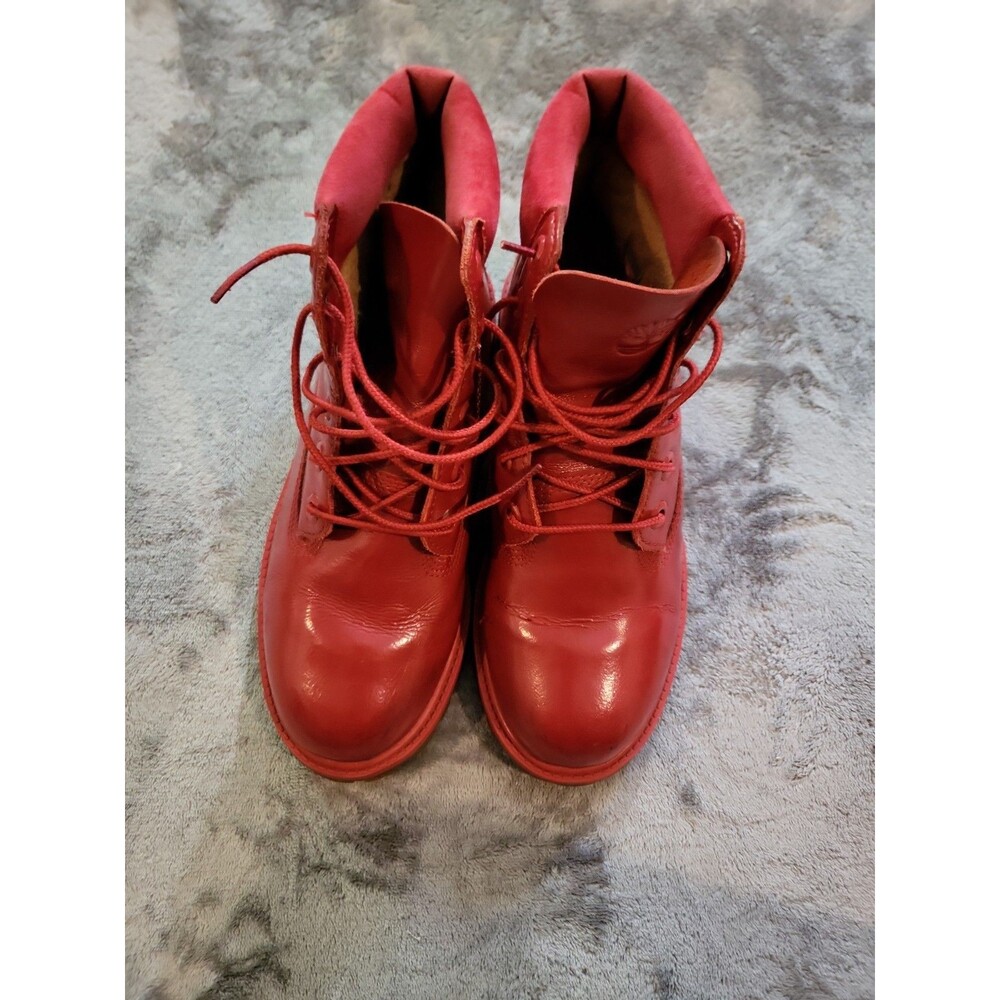 Timberlands Red Patent Leather Boots Womens Size 5